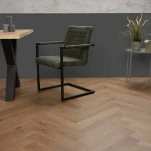 Wooden herringbone patterned flooring
