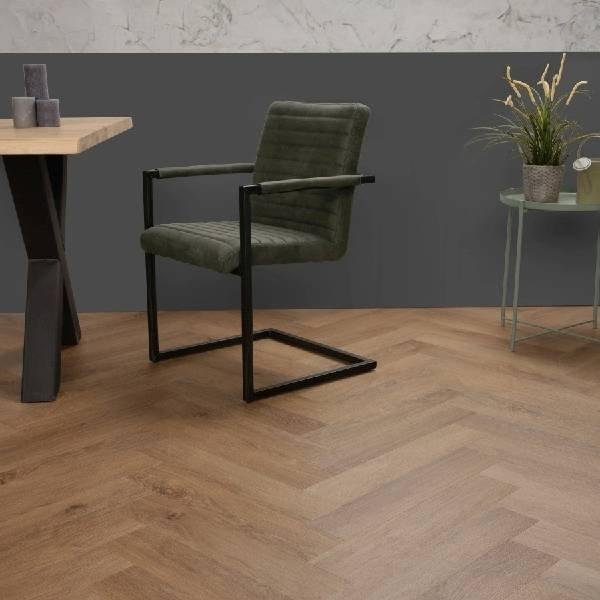 Wooden herringbone patterned flooring