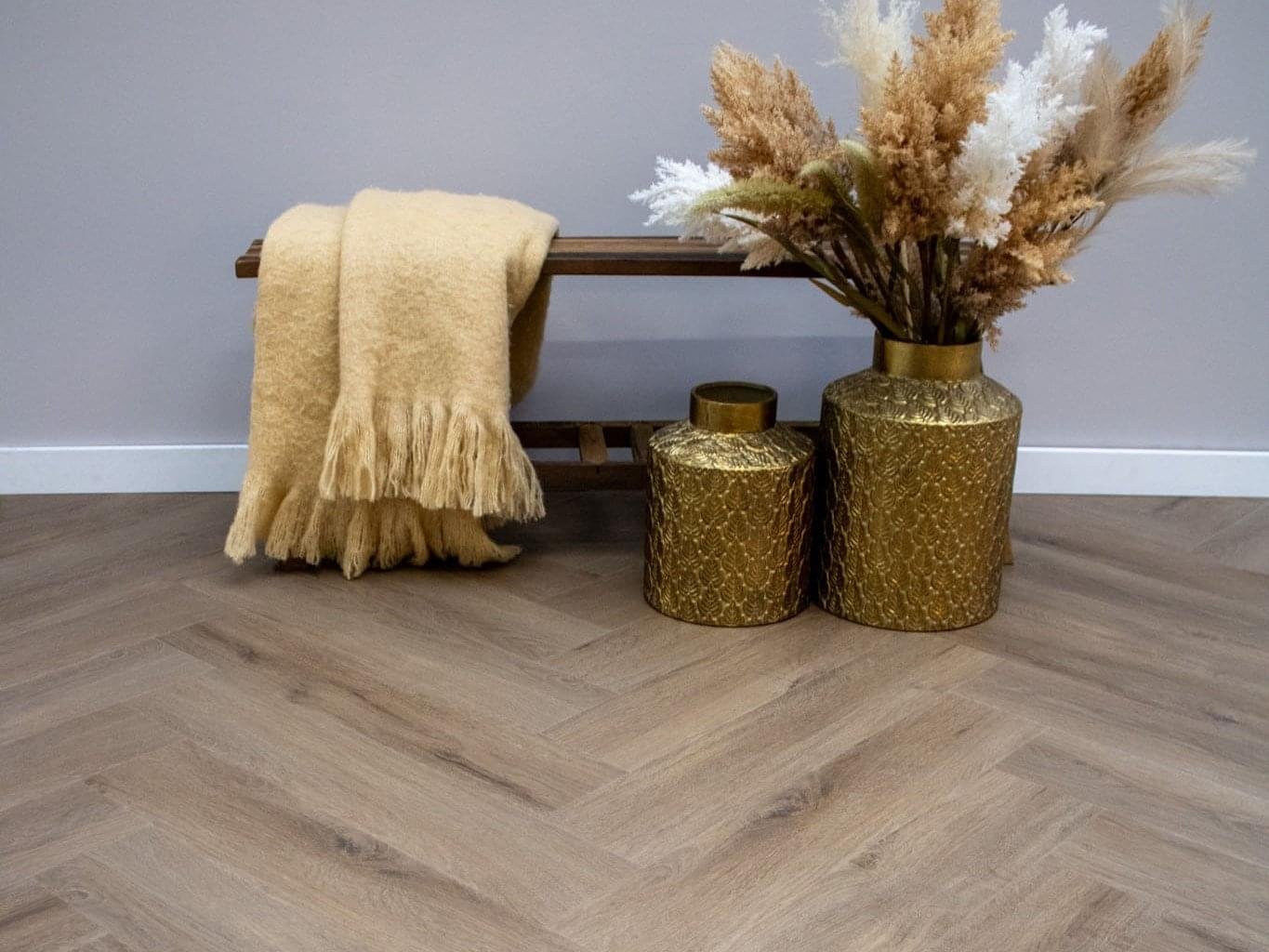 Wooden herringbone pattern flooring design